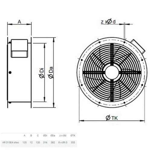 Systemair AR 315E4 Sileo Cased Axial Fan Single Phase - 315mm